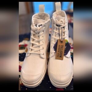 Palladium Off-White Canvas Combat Boots